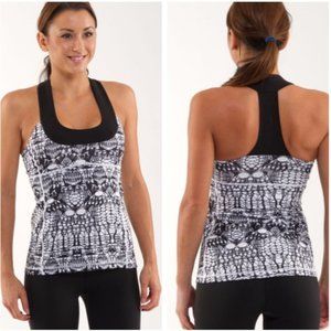 Lululemon Scoop Neck Tank White Black Glacier Lace